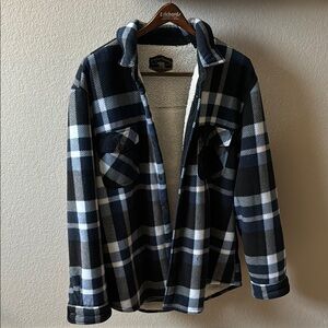Men's Blue and White Plaid Jacket